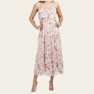 NWT Elena Baldi Italian Silk Blend Tiered Maxi Dress